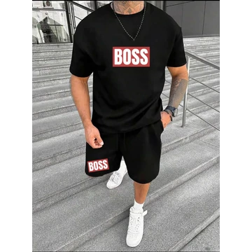 BOSS DOJO fekete póló, rövid nadrág szett