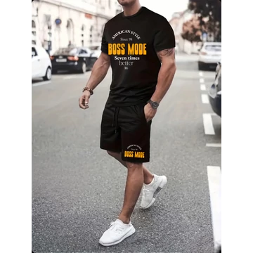 BOSS GOFFY fekete póló, rövid nadrág szett