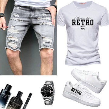 RETRO MODE SOMEA farmer rövidnadrág, pólóval  választható cipővel + 1 extra kellék