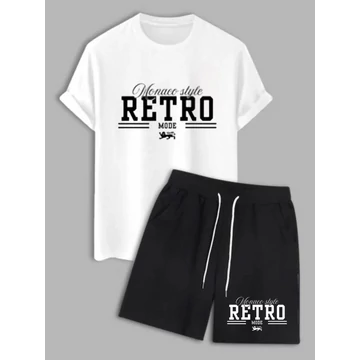 RETRO MODE SIXUP MIX fehér póló, fekete rövidnadrág szett