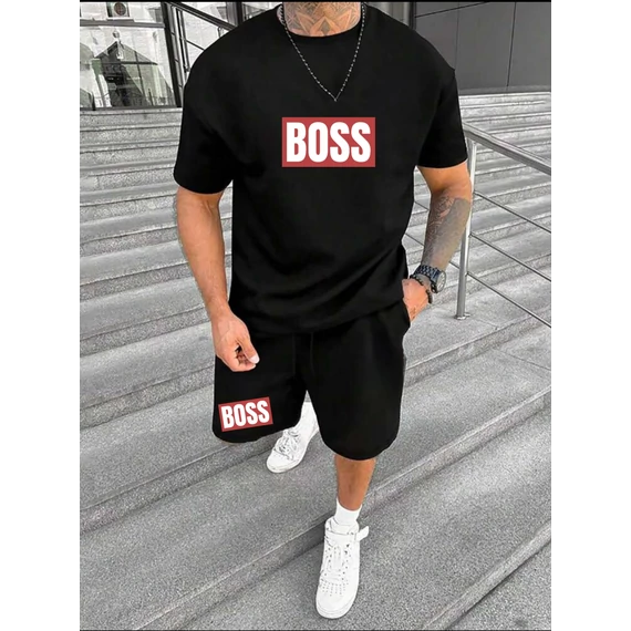 BOSS DOJO fekete póló, rövid nadrág szett