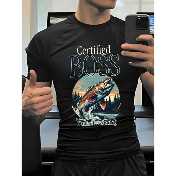 BOSS FISHER fekete póló 